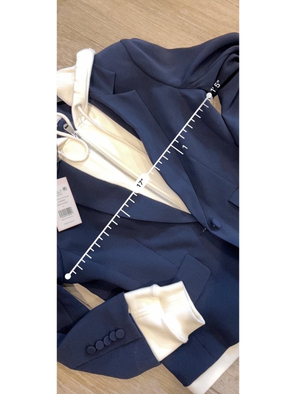 CINQ A SEPT Le Petit Khloe Blazer navy/ cream SWEATSHIRT SIZE 4 - Picture 12 of 13